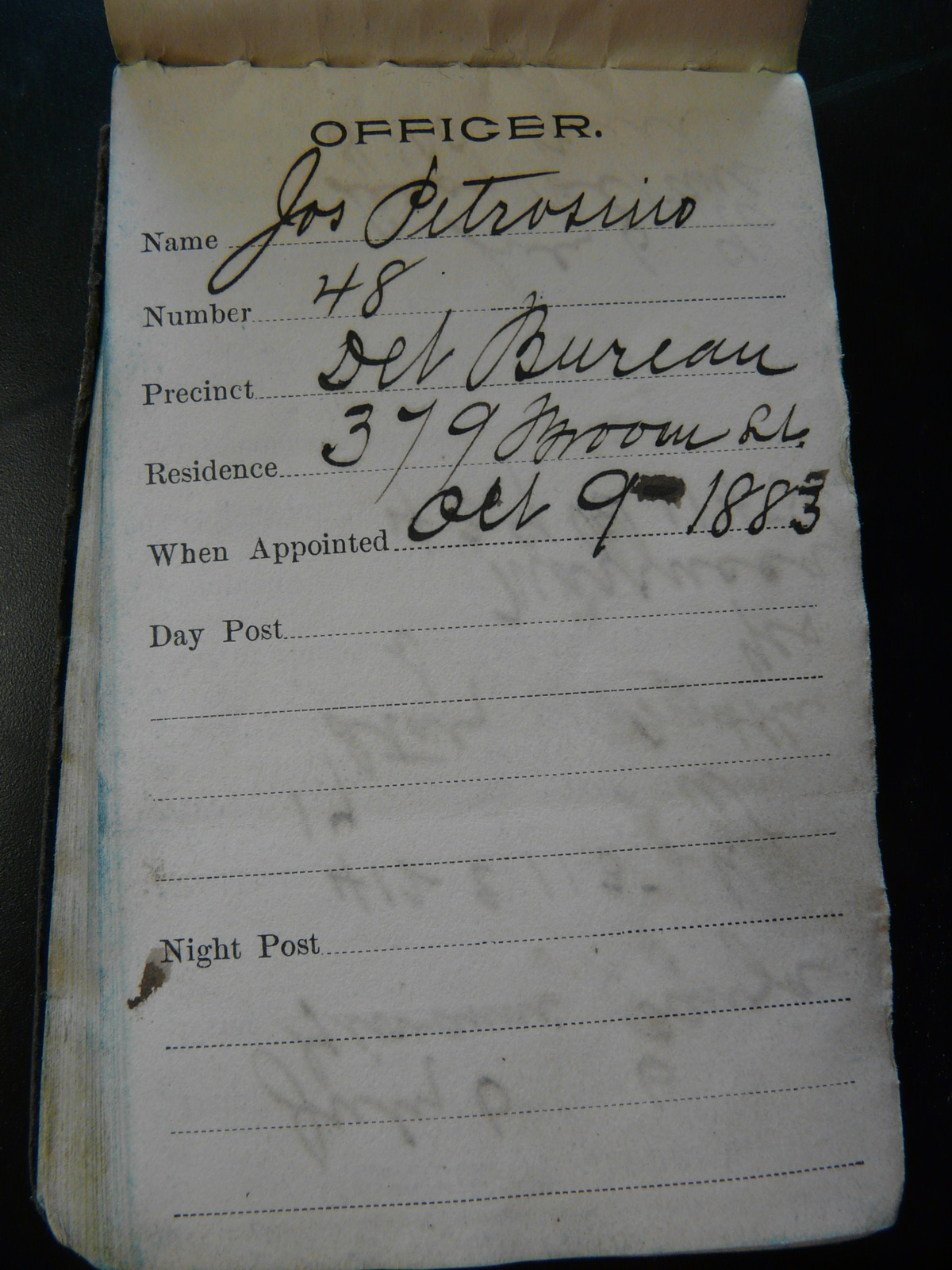 Petrosino's 1883 pocket-book